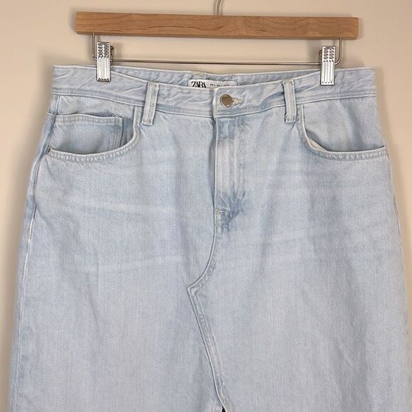 Zara Denim Jean Maxi Skirt Light Wash Size Large - Picture 2 of 7